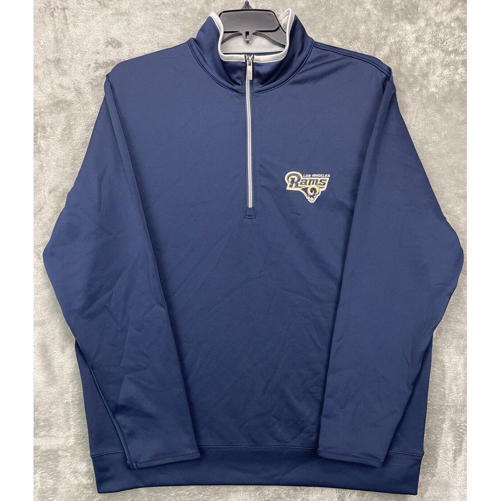 Antigua Men's 1/4 Zip Pullover Los‎ Angeles Rams NFL XL Navy Blue Polyester